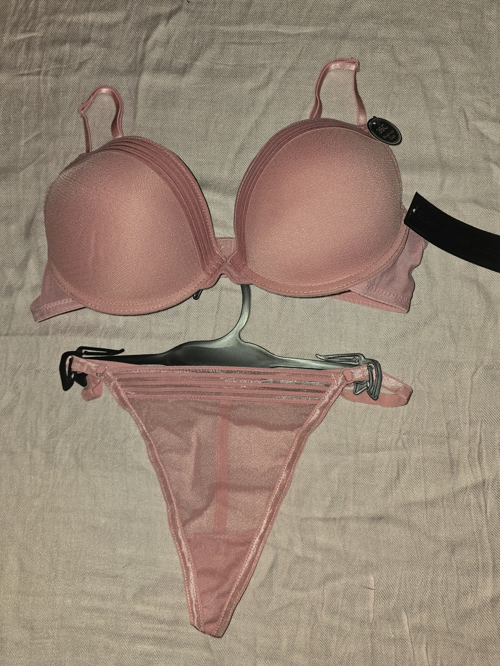 Everyday Padded Pink Push-Up Bra & Matching Thong Set